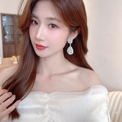 Long drop set zircon earrings 812324678919 - COCOMELODY
