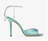 Glitter and Rhinestone Ankle Strap Square Stiletto Heels 695399992506 - COCOMELODY