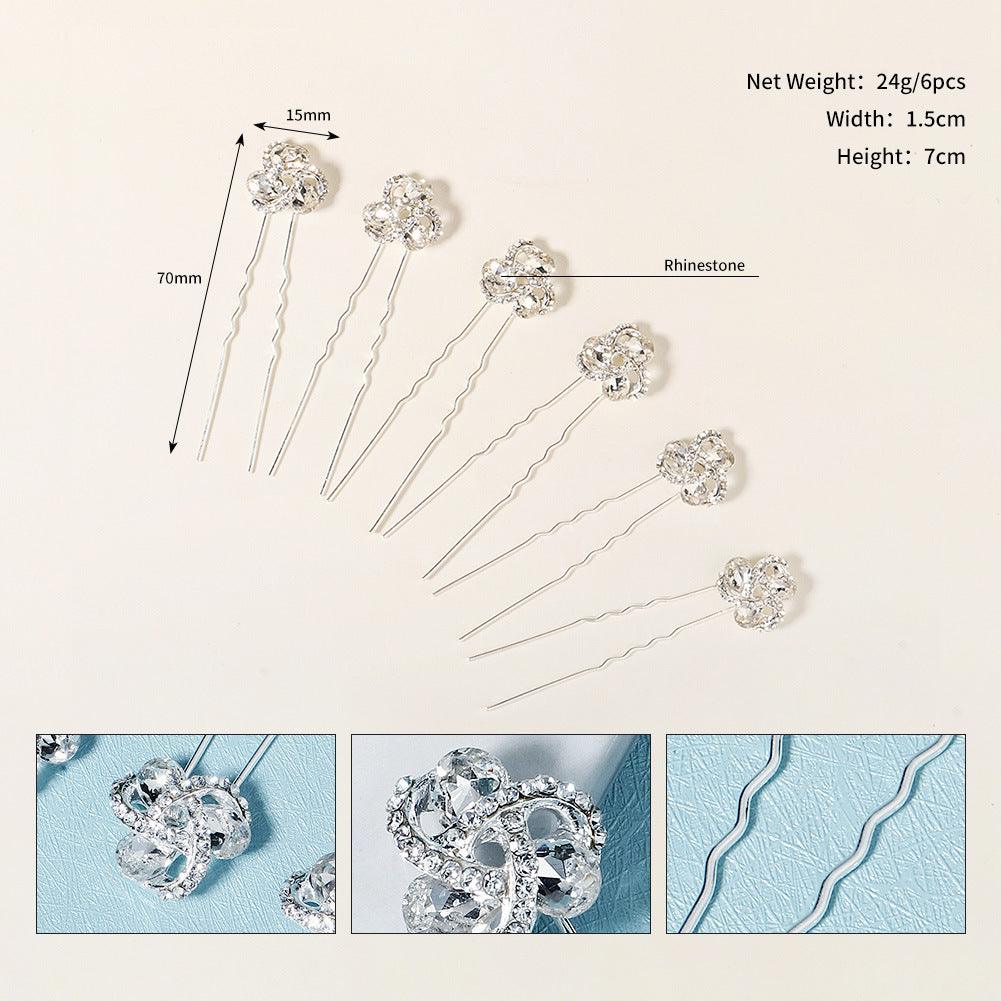 Bridal accessories Alloy flower rhinestone hairpin tray hair pin 641312692617 - COCOMELODY