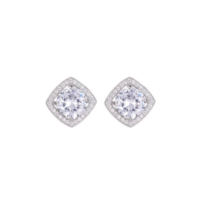 Small sugar cube zircon earrings 821703476887 - COCOMELODY