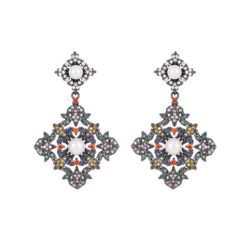 S925 Silver Needle vintage peach Blossom earrings 717713321476 - COCOMELODY