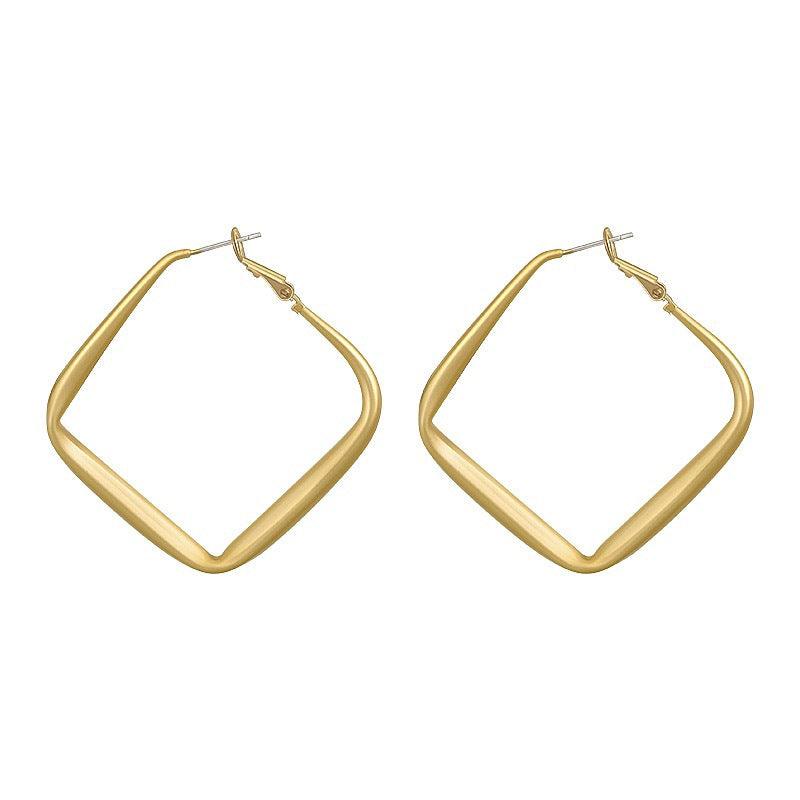 Diamond earrings in large metal blocks 759194871661 - COCOMELODY
