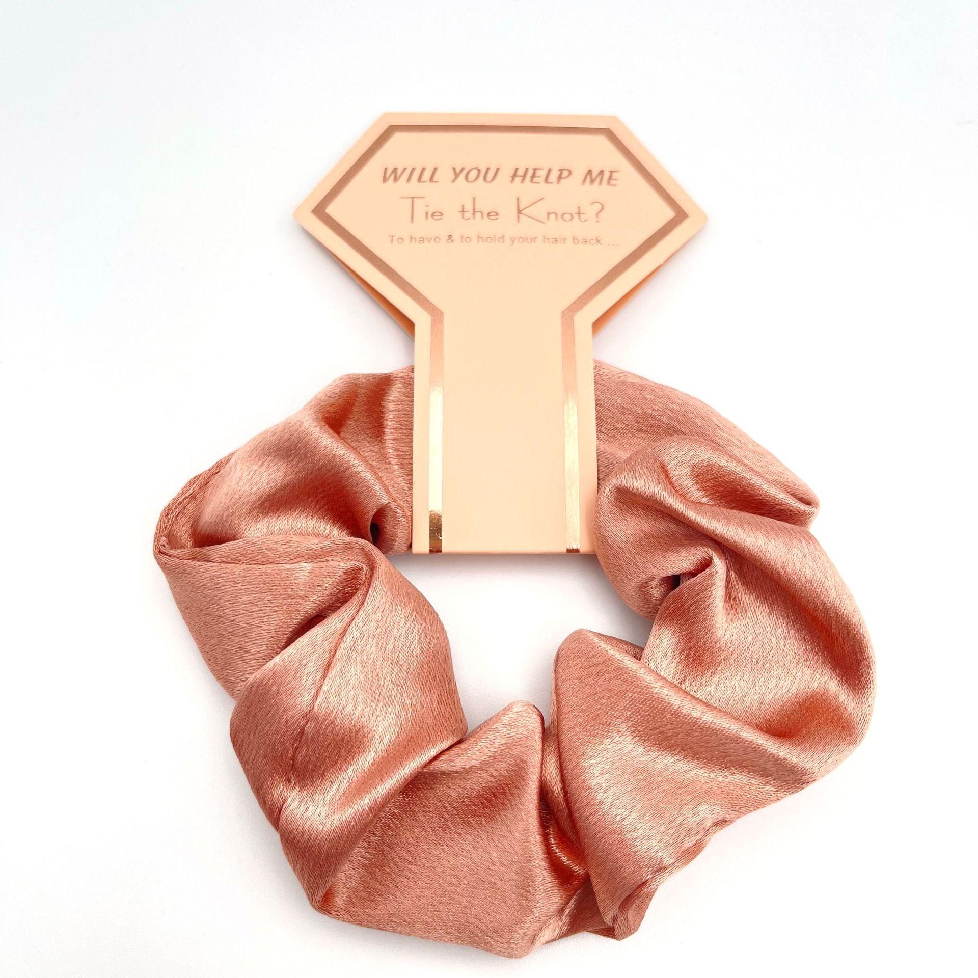 Crown Card Crystal Satin scrunchie Wedding party Gift Fashion solid color hair tie set 676812975531 - COCOMELODY