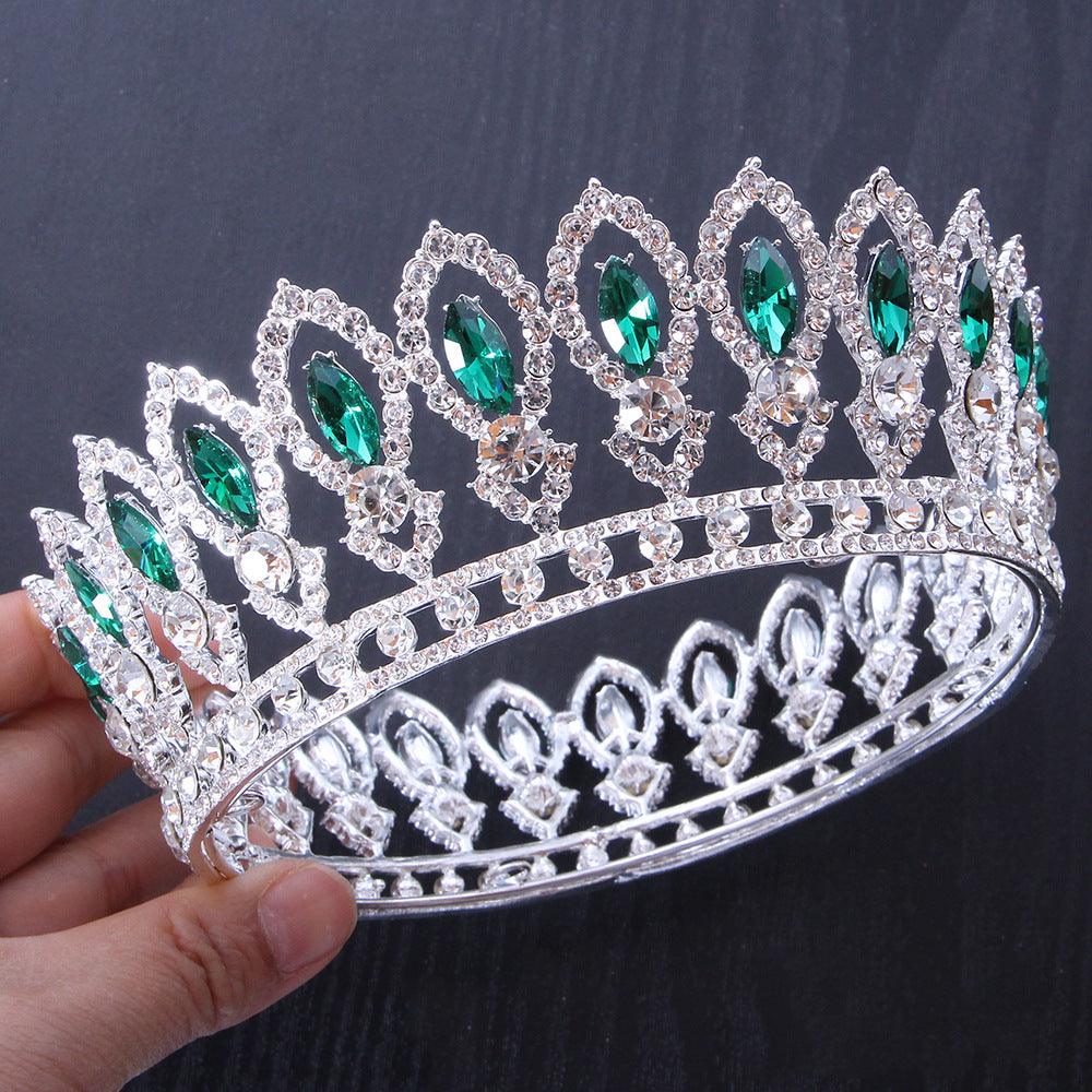 Full diamond Baroque round bridal tiara Crown accessories Alloy headband round tiara 723179819813 - COCOMELODY