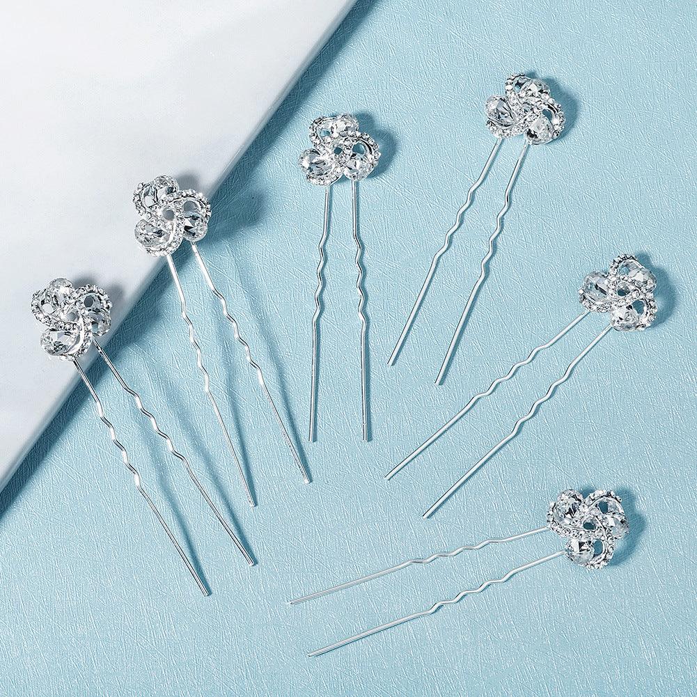 Bridal accessories Alloy flower rhinestone hairpin tray hair pin 641312692617 - COCOMELODY