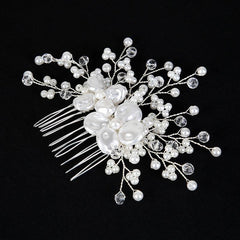 White Pearl Bride Combs 3 pieces 671252216580 - COCOMELODY