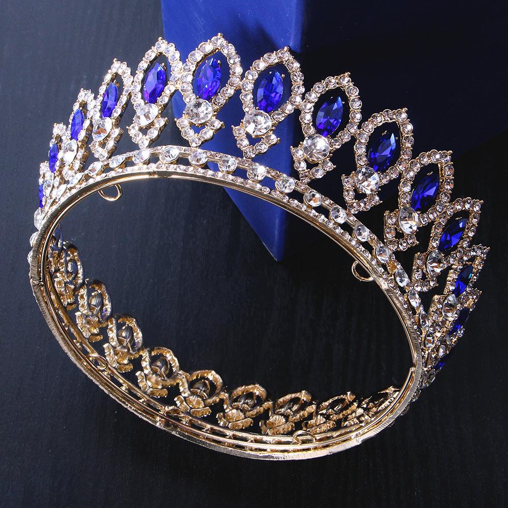 Full diamond Baroque round bridal tiara Crown accessories Alloy headband round tiara 723179819813 - COCOMELODY