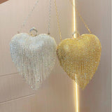 Tasseled rhinestone bag Party diamond hand bag A socialite hand skew straddle dinner bag 760609227630 - COCOMELODY