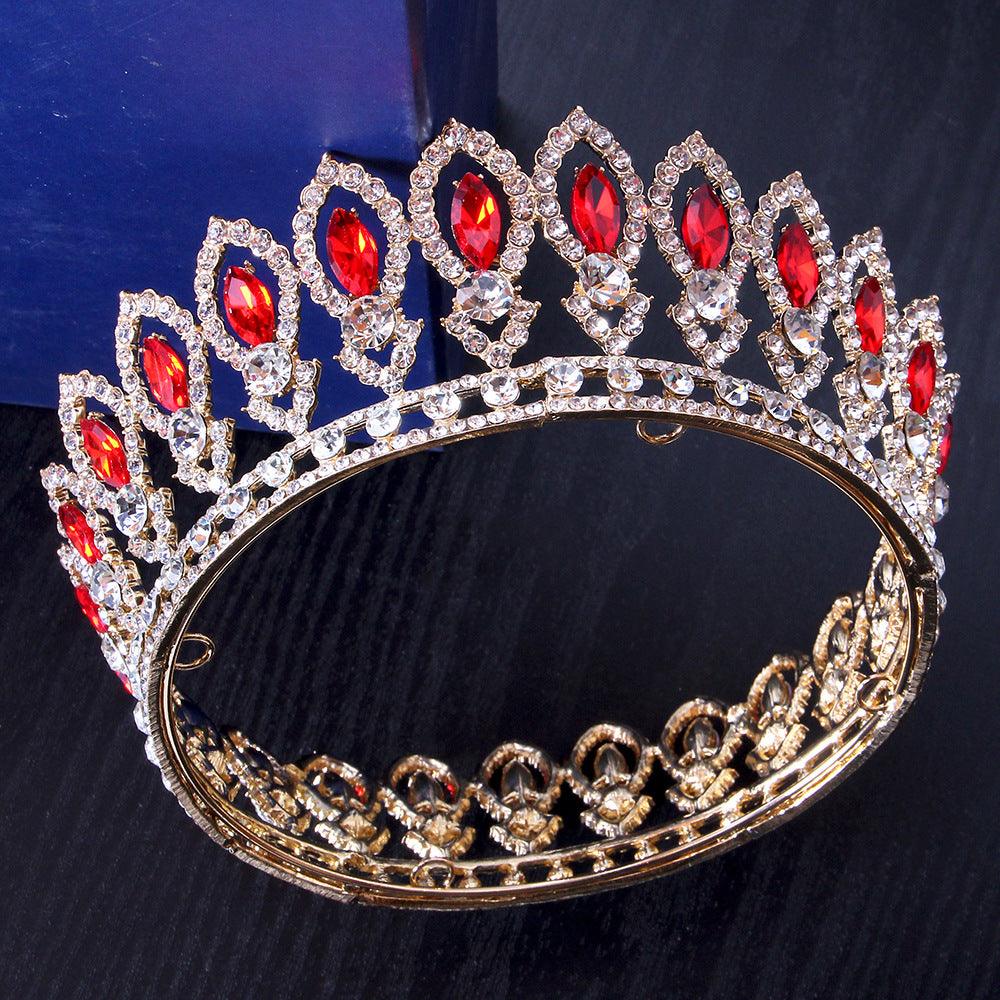 Full diamond Baroque round bridal tiara Crown accessories Alloy headband round tiara 723179819813 - COCOMELODY