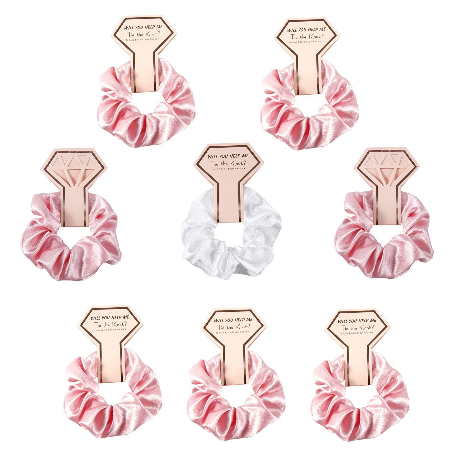 Crown Card Crystal Satin scrunchie Wedding party Gift Fashion solid color hair tie set 676812975531 - COCOMELODY
