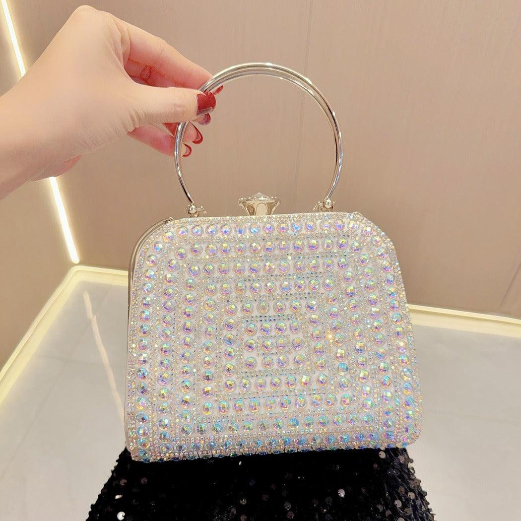 Diamond-set clutch bag Women's Party Bag Rhinestone Tote Delicate diagonal dinner bag 763988820276 - COCOMELODY