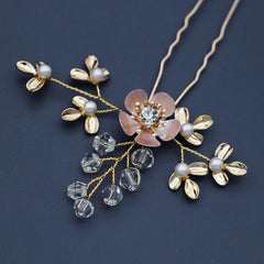 Bridal Accessories Hairpin Hair set Handmade crystal flower hair comb Pearl comb 643477798259 - COCOMELODY