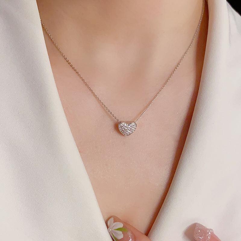 Double sided micro shell set love lock necklace 716747388121 - COCOMELODY