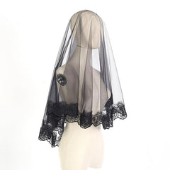 Halloween headwear Ghost bridal veil black short 639316031571 - COCOMELODY