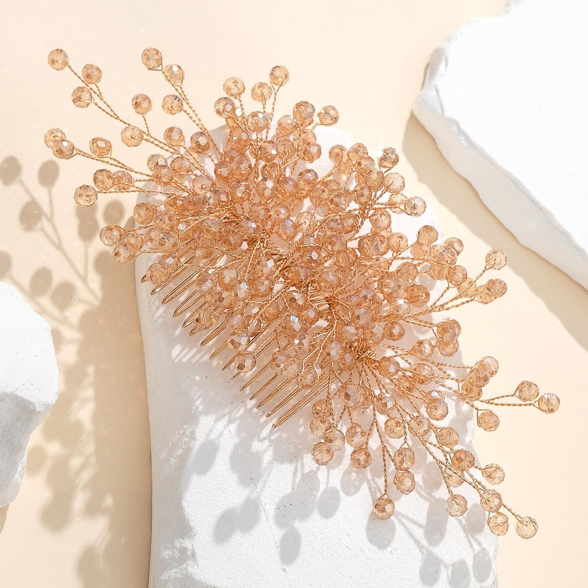 Bridal headwear Handmade crystal hair comb Wedding dress updo accessories Luxury and beautiful hair comb 756137741353 - COCOMELODY