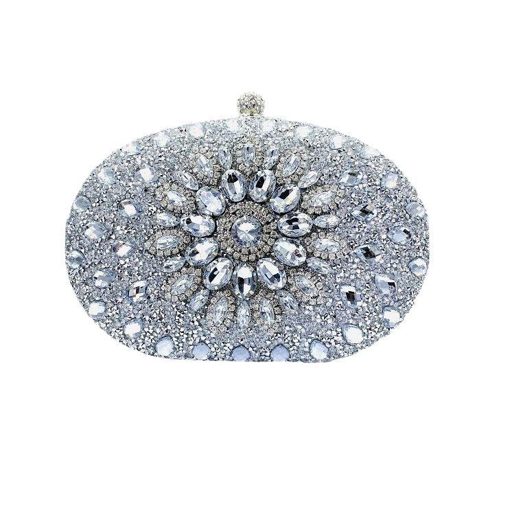Shell full of diamonds glitter glass rhinestones wedding banquet dinner bag 736519933092 - COCOMELODY
