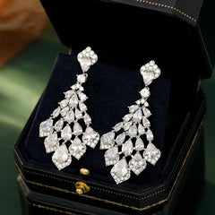 Diamond feather earrings 712913607847 - COCOMELODY