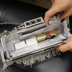 Rhinestone fringe evening bag 788222596906 - COCOMELODY