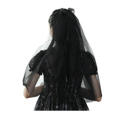 Black veil Double veil Halloween headdress bridal veil 655786515036 - COCOMELODY