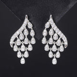 White zircon earrings with fringe 681850127507 - COCOMELODY