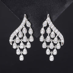 White zircon earrings with fringe 681850127507 - COCOMELODY