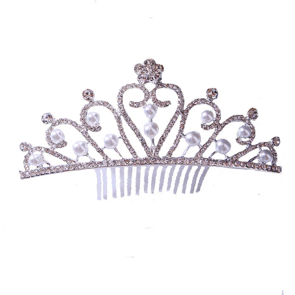 Bride's hair tiara Bride's little tiara with comb rhinestone pearl tiara 651428713487 - COCOMELODY