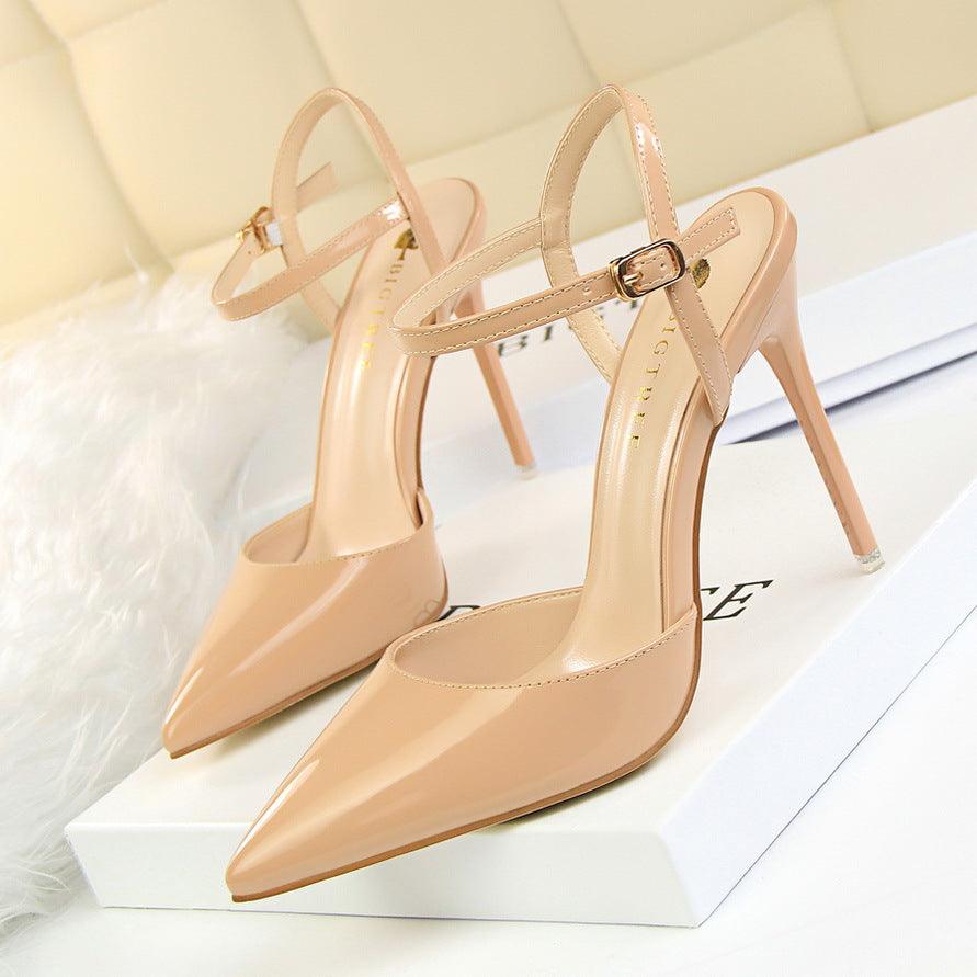 Silver Metallic Slingback Heel Sandals 552220831213 - COCOMELODY