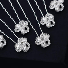 Bridal accessories Alloy flower rhinestone hairpin tray hair pin 641312692617 - COCOMELODY