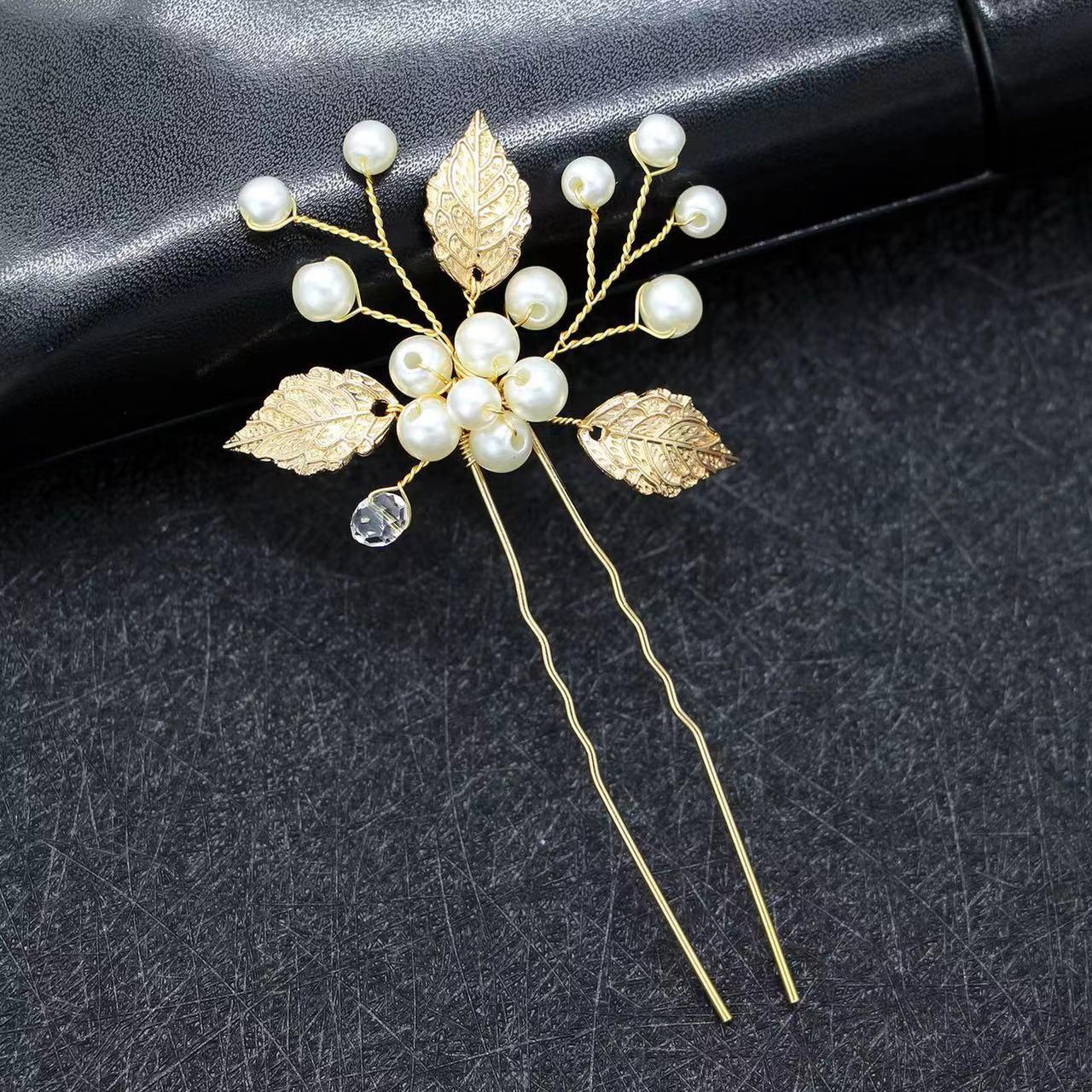 Pearl bridal hairpin Headpiece Hair pin Wedding accessories set of 3 686678591615 - COCOMELODY