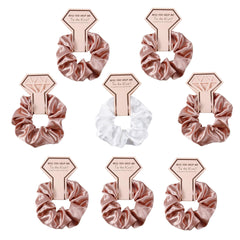 Crown Card Crystal Satin scrunchie Wedding party Gift Fashion solid color hair tie set 676812975531 - COCOMELODY