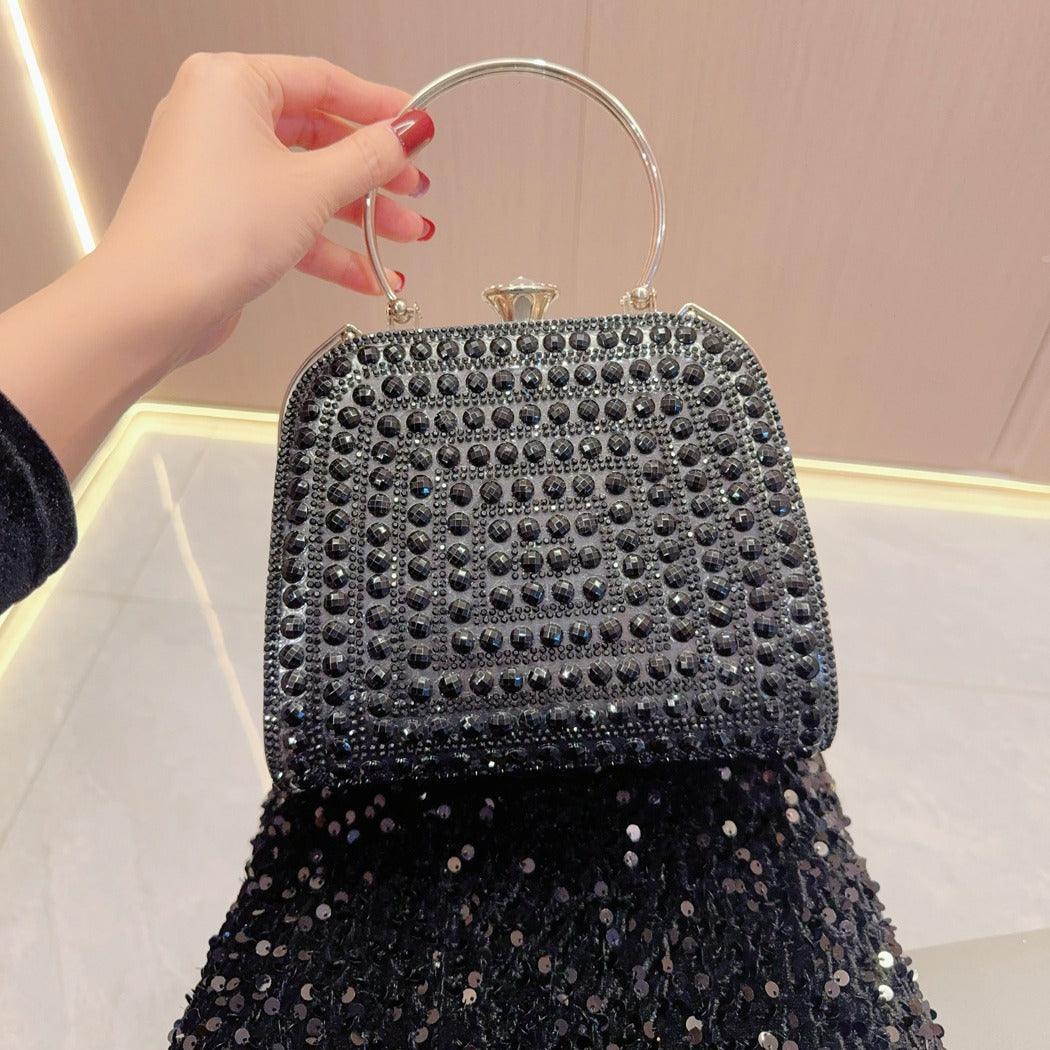 Diamond-set clutch bag Women's Party Bag Rhinestone Tote Delicate diagonal dinner bag 763988820276 - COCOMELODY