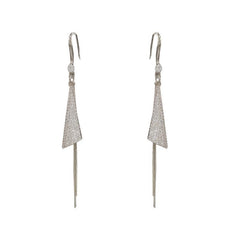 Miniature Zircon Triangular Long Tassel Ear Hook 807973724138 - COCOMELODY