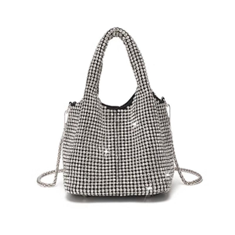 Diamond-encrusted and diamond-filled tote bucket dinner bag 819045946412 - COCOMELODY