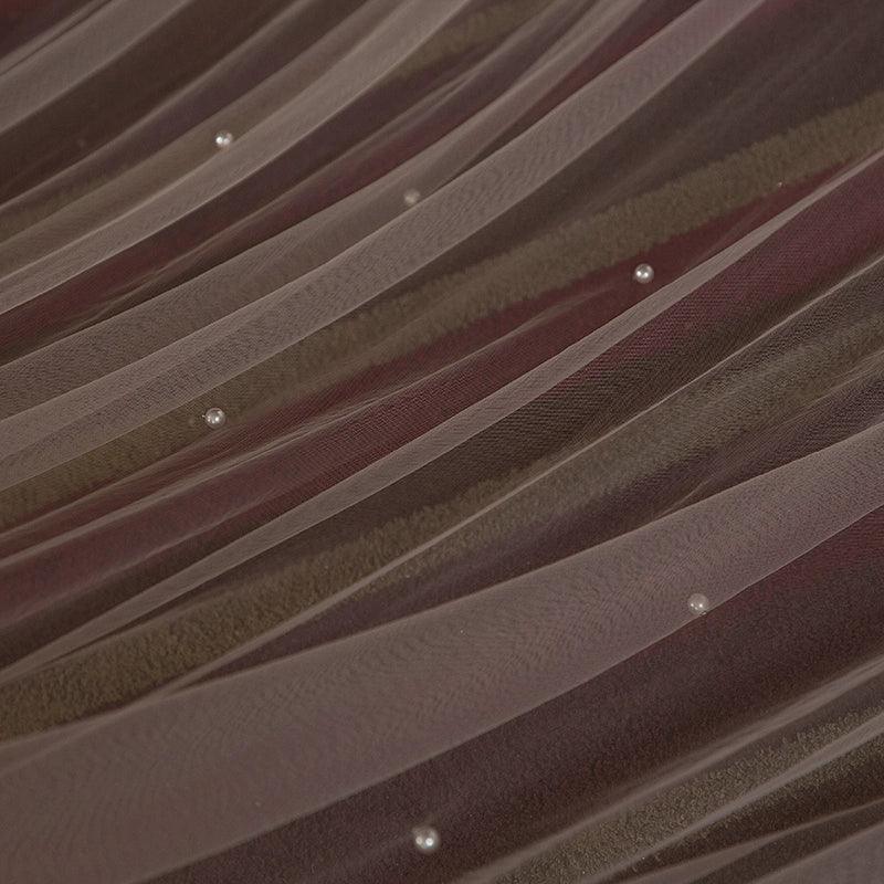 Trailing Pearl Yarn Double-Layer Covered Face Veil 606087692939 - COCOMELODY