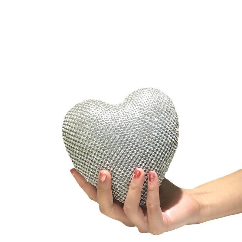 Diamond Heart Bag mini Shiny Diamond Evening bag 729106323676 - COCOMELODY
