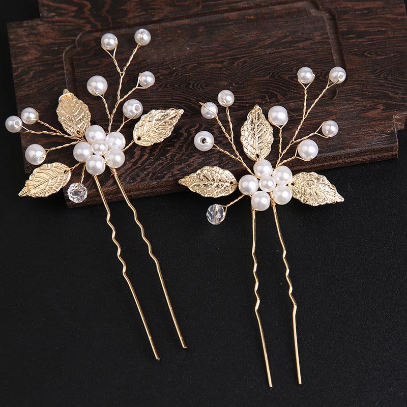 Pearl bridal hairpin Headpiece Hair pin Wedding accessories set of 3 686678591615 - COCOMELODY
