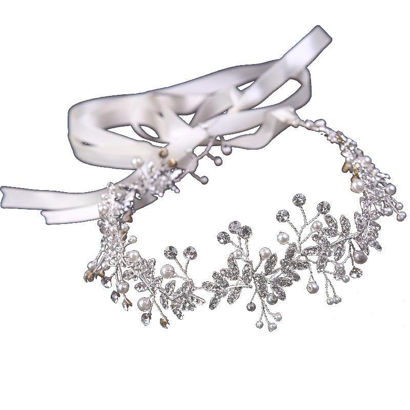 Explosive white handmade Crystal Tiara Bridal garland Hair accessories Pearl headband Headpieces 692378900508 - COCOMELODY