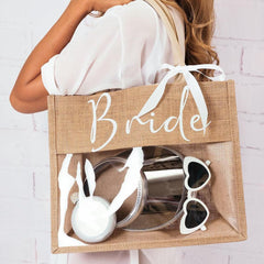 Printed lettering Bride Beach wedding decoration honeymoon trip ribbon makeup bag bridal gift 787520922805 - COCOMELODY