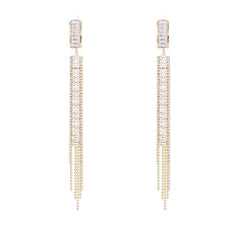 S925 silver needle long tassel earrings 762461389092 - COCOMELODY