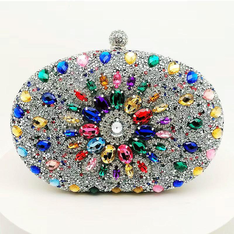 Shell full of diamonds glitter glass rhinestones wedding banquet dinner bag 736519933092 - COCOMELODY