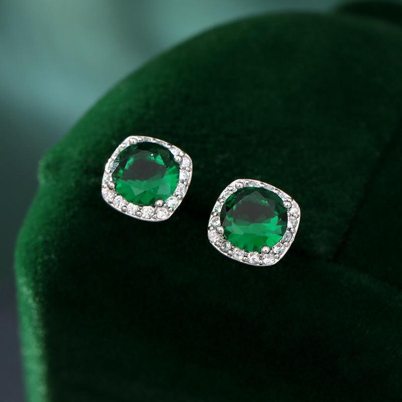 Color small square diamond earrings nail zircon earrings 528019159543 - COCOMELODY
