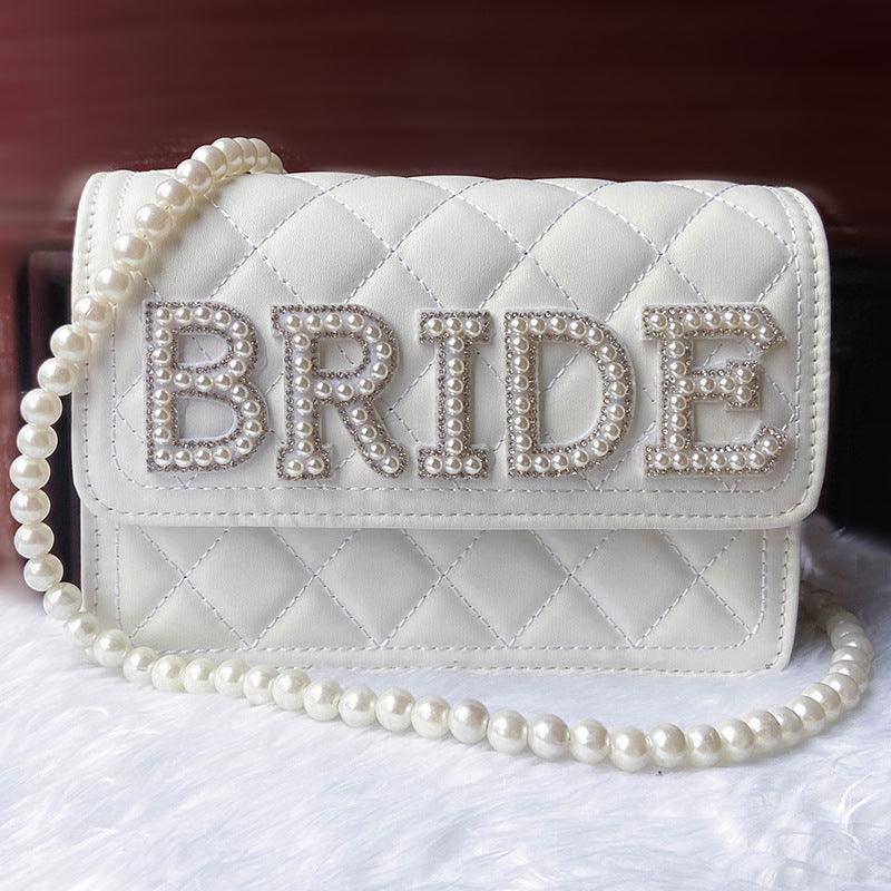 Bride Wifey Mrs Bride Wifey Mrs Alphabet purse Pearl crossbody bag bridal shower 731646137930 - COCOMELODY
