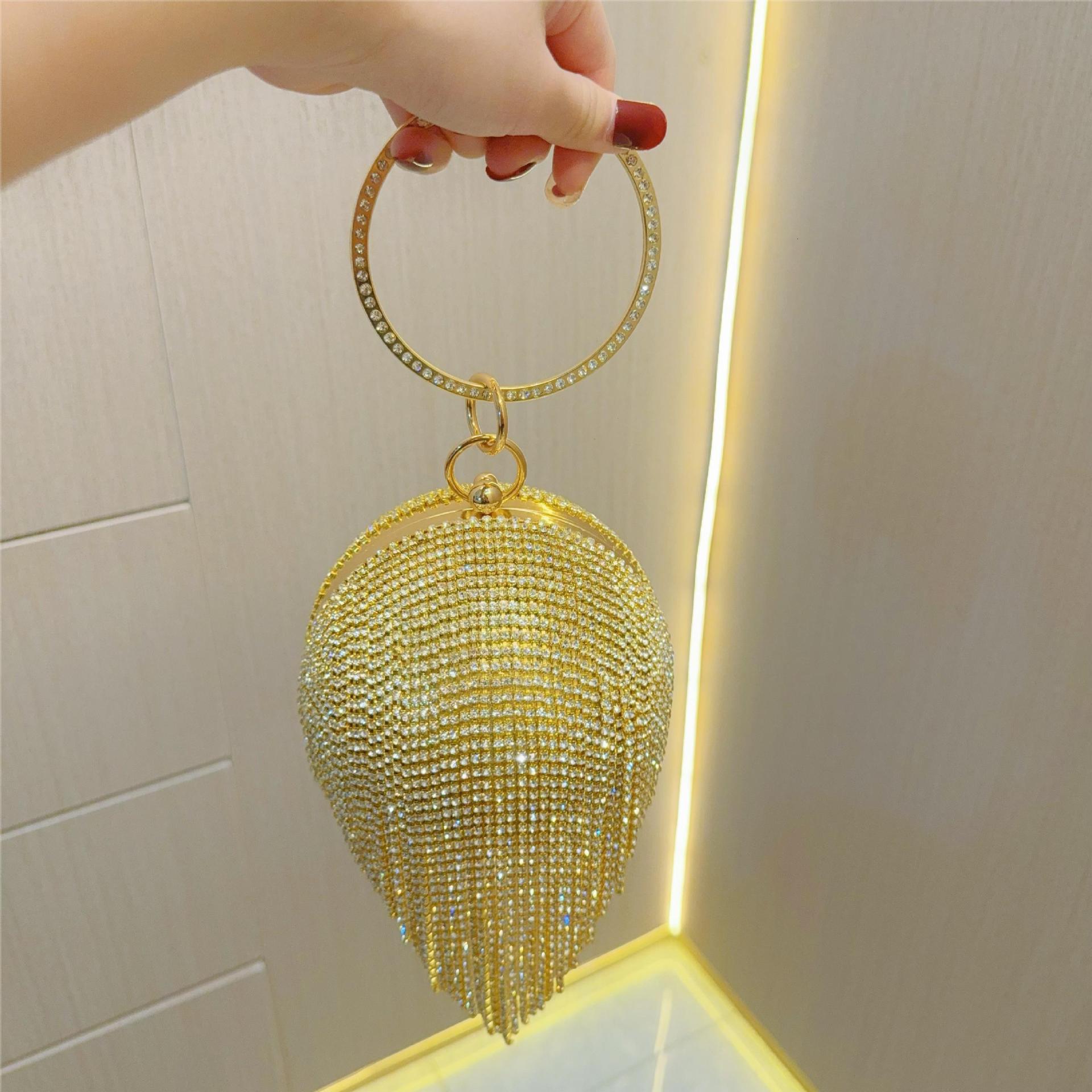 Rhinestone lady bag fringe bag party bag 786140693461 - COCOMELODY