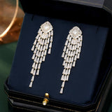 Zircon long tassel earrings 712757587269 - COCOMELODY