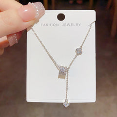 Small waist four-leaf flower fringe necklace 721791807073 - COCOMELODY