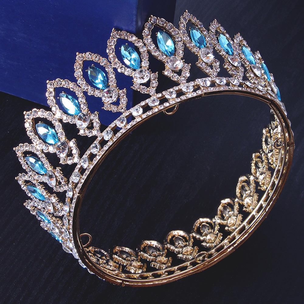 Full diamond Baroque round bridal tiara Crown accessories Alloy headband round tiara 723179819813 - COCOMELODY
