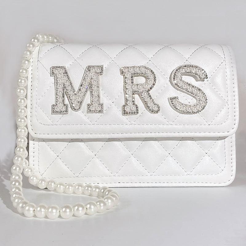 Bride Wifey Mrs Bride Wifey Mrs Alphabet purse Pearl crossbody bag bridal shower 731646137930 - COCOMELODY