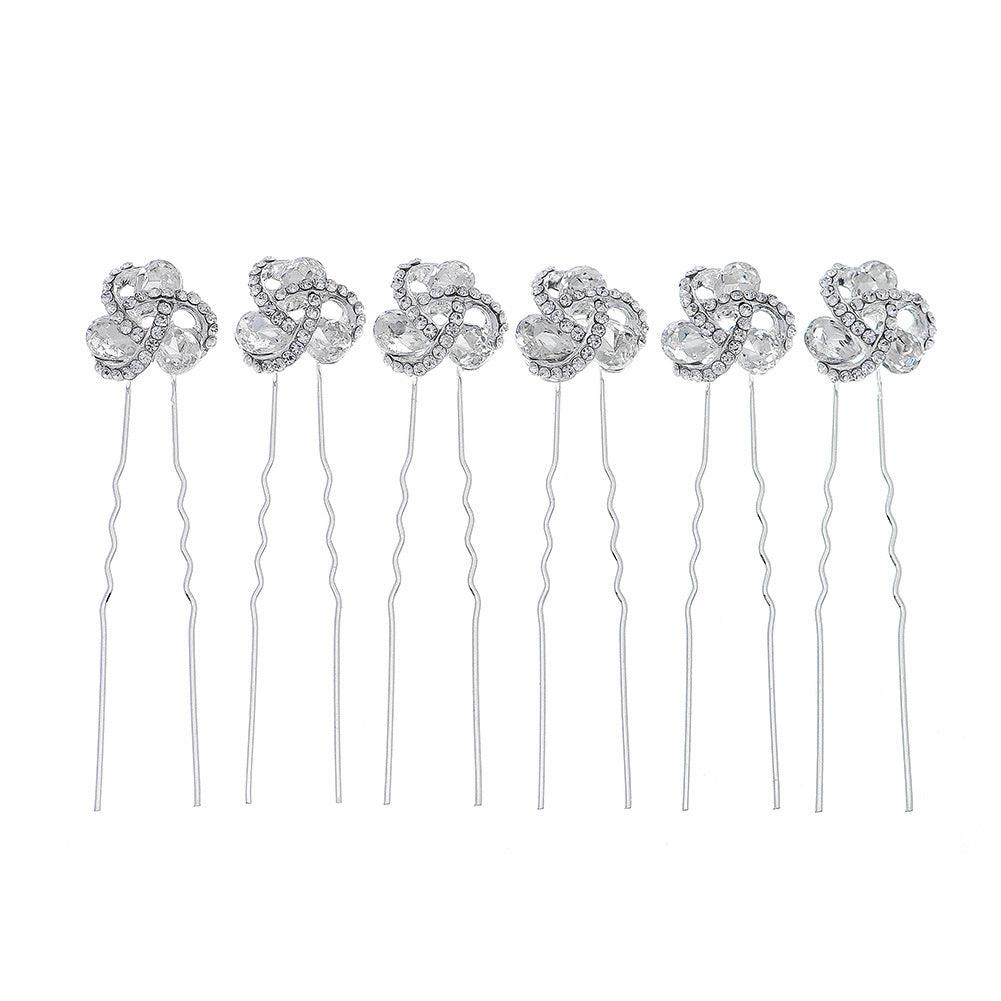 Bridal accessories Alloy flower rhinestone hairpin tray hair pin 641312692617 - COCOMELODY