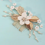 Bridal headwear Hairpin comb Wedding party wedding photo hairpin white polymer clay flower hair comb 768293185702 - COCOMELODY