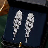 Zircon long tassel earrings 712757587269 - COCOMELODY